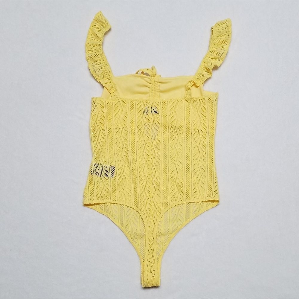 URBAN Outfitters Out From Under Cameron Yellow Crochet Cutout Bodysuit Medium - Picture 7 of 12